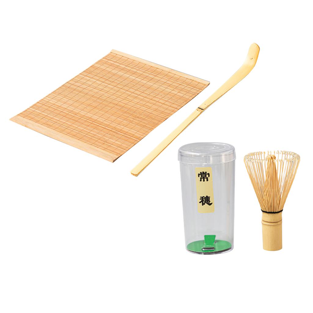 Bamboo Matcha Tea Set Exquisite Bamboo Matcha Scoop Stirring Whisk and Wrapped Edge Mat Set for