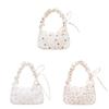 Nylon Floral Canvas Bag For Women With Bow Detail Perfect For Daily Casual Use