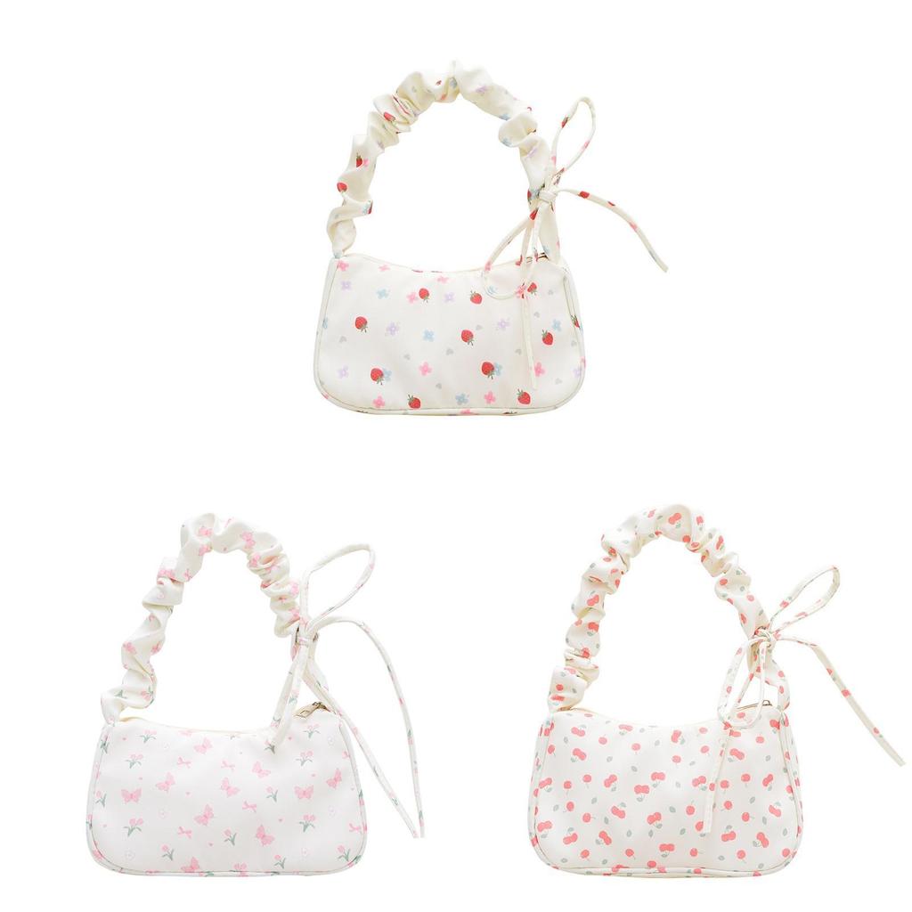 Nylon Floral Canvas Bag For Women With Bow Detail Perfect For Daily Casual Use