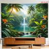 Tropical Jungle Tapestry With Waterfall Lake Palm Trees And Bird Of Paradise 180x280cm Wall Decor Aesthetic Room Decor