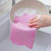 Pink Recyclable Kitchen Cleaning Rag Superfine Fiber Oil Absorption Hand Washing Dish Super Absorbency Dish Cloth