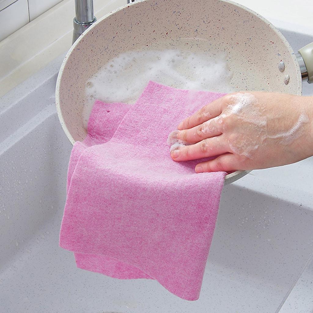 Pink Recyclable Kitchen Cleaning Rag Superfine Fiber Oil Absorption Hand Washing Dish Super Absorbency Dish Cloth
