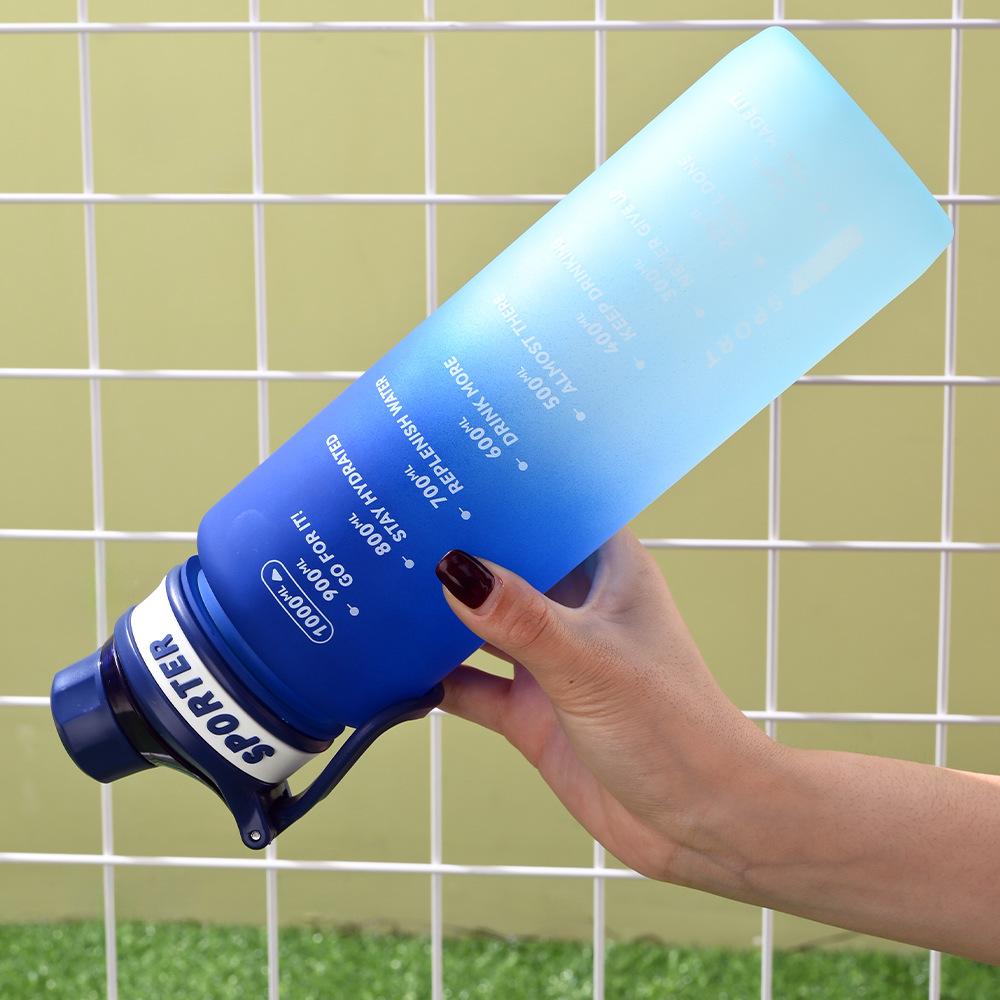 1000ML Large Capacity Sports Water Bottle with Time Marker Outdoor Travel Gym Fitness Jugs Leakproof Plastic Bottles Drinking