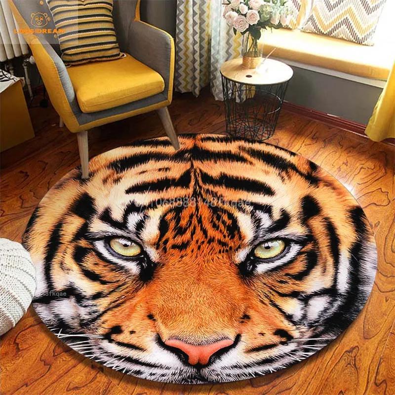 

Животное Тигр Лев Лицо Круглый Ковер Navidad Natal Гостиная Спальня Декор Ковер