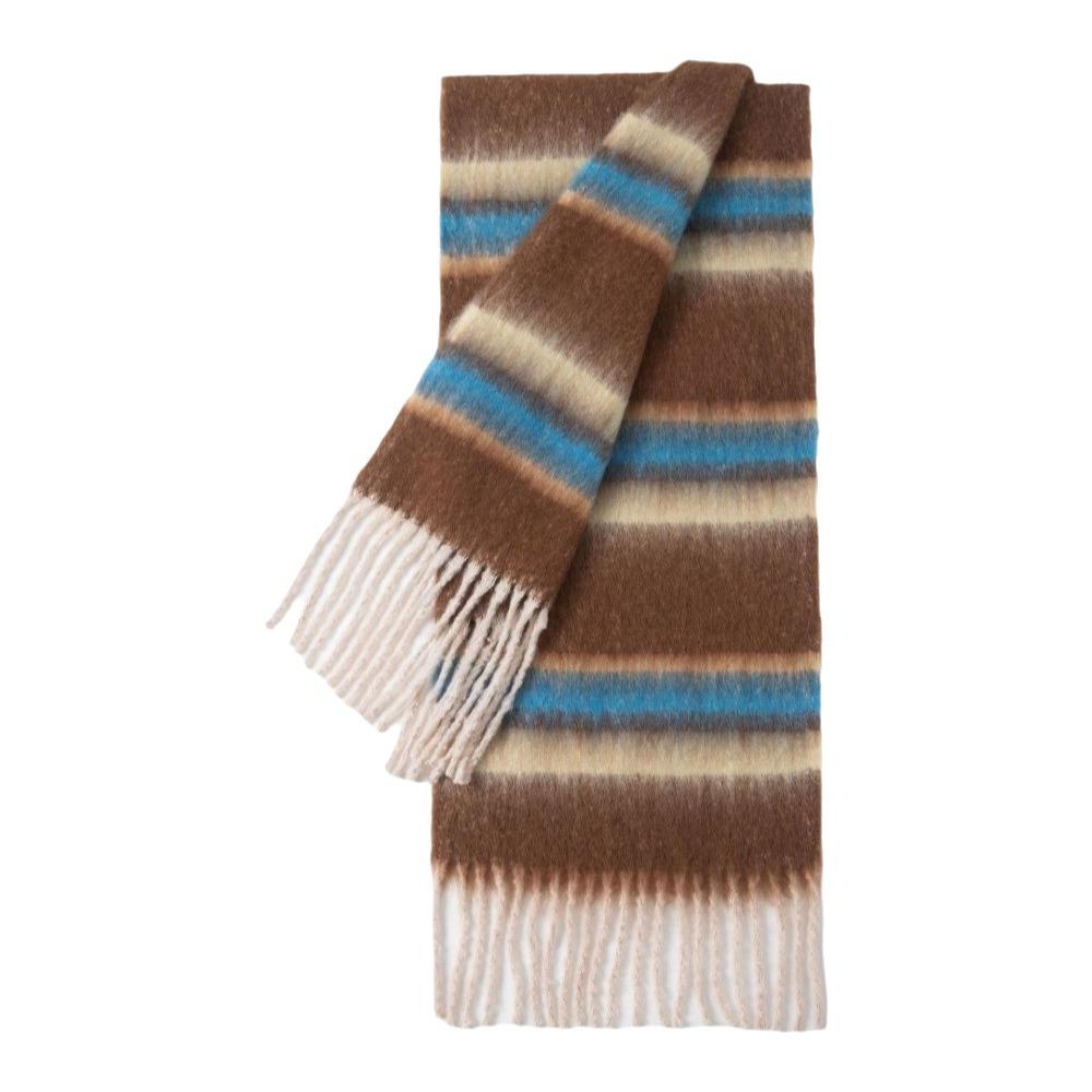 Mohair Winter Cashmere Scarves Plush Long Shawl Classic Stripe Wool Scarf Autumn Winter