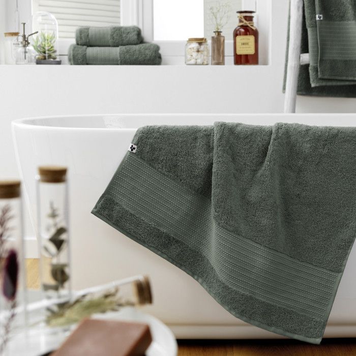 Drap de douche "Garance" 70 x 130 cm / 100% Coton Bio / 600 gr/m² l'Effet Papillon - Garance Romarin - Drap de douche 70 x 130 cm