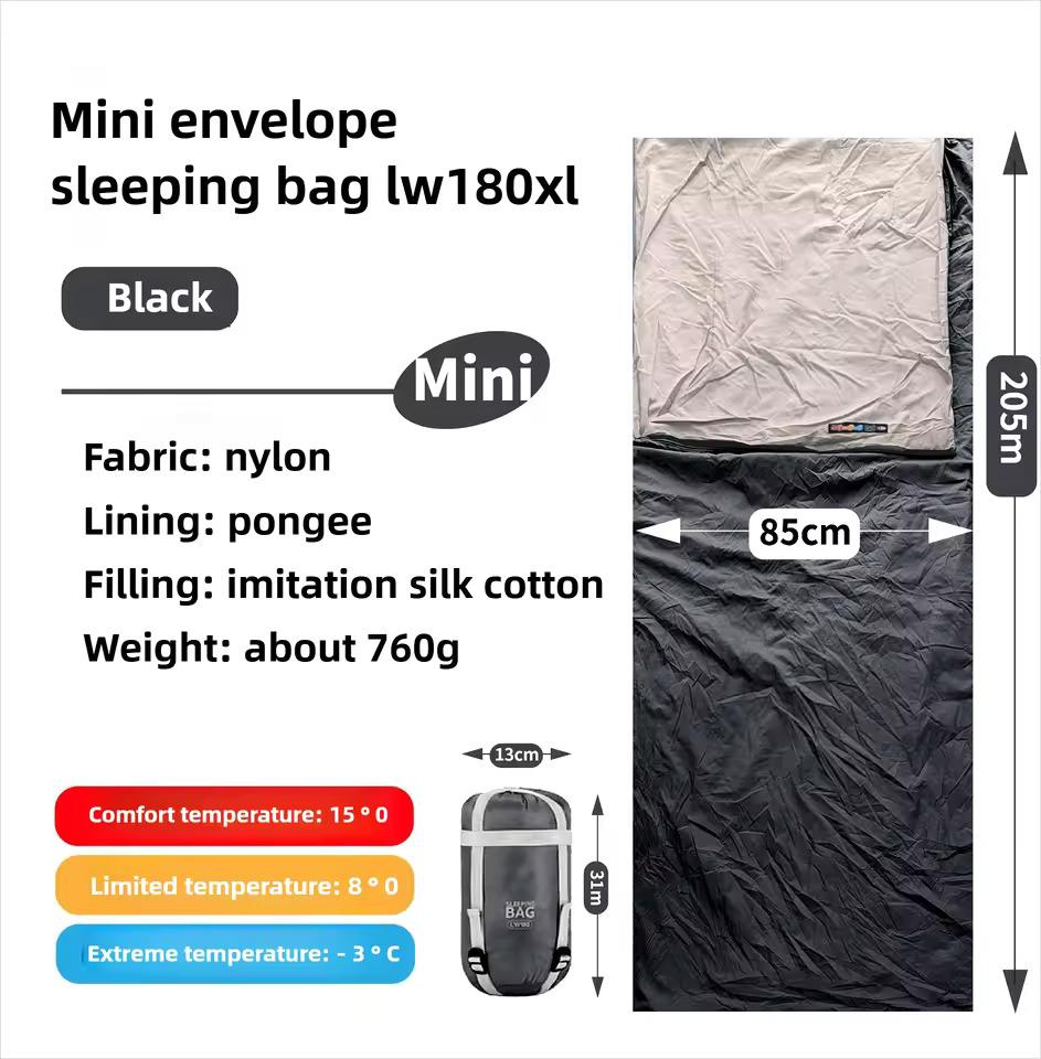 Outdoor camping, tourism, mountain climbing, adult sleeping bag, mini portable nylon cotton, machine washable, multi splicing