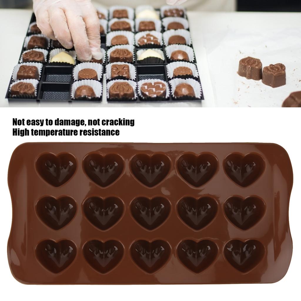 Silikon-Schokoladenform 15 Löcher Herzform Schokoladenherstellungsform Backutensilien