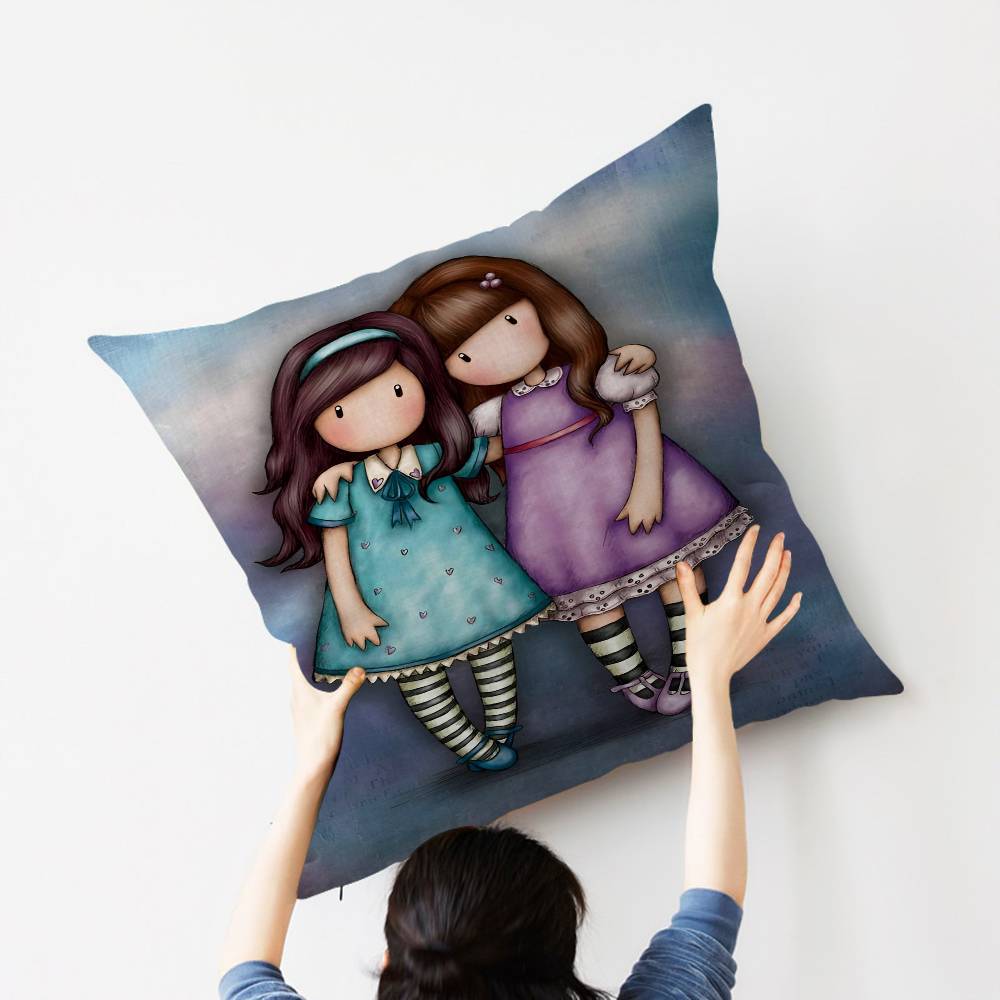 Cute Girls SSantoro Gorjuss Cushion Cover Car Throw Pillow Case For Sofa Car Christmas Gift 40x40cm 45x45cm