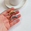 Vintage Metal Clothes Pin Zinc Zinc Alloy Gold Brooch Unique Croissant Brooch  Girls