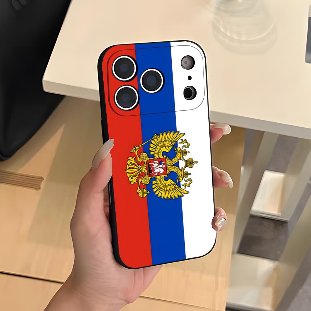 Russia Flag Phone Case For IPhone 17 Air 16 E Pro Max 15 14 13 Mini 12 Pro 11 Max Plus Black Soft Shell