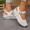 New Large Size Wedge Heel Sandals Women's Bag Head Hollowed Out Breathable Women's Large Size Muffin Thick Bottom Velcro Women
