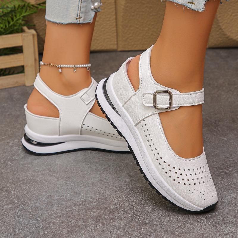New Large Size Wedge Heel Sandals Women's Bag Head Hollowed Out Breathable Women's Large Size Muffin Thick Bottom Velcro Women