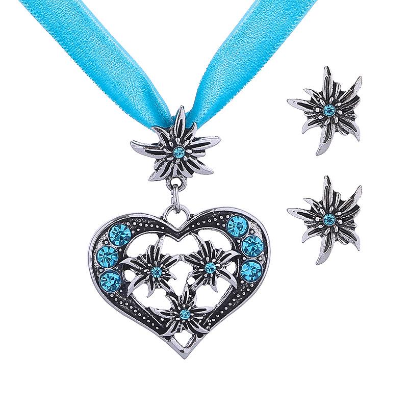 Edelweiss Women's Luxury Necklace: Heart Diamond Flower Choker