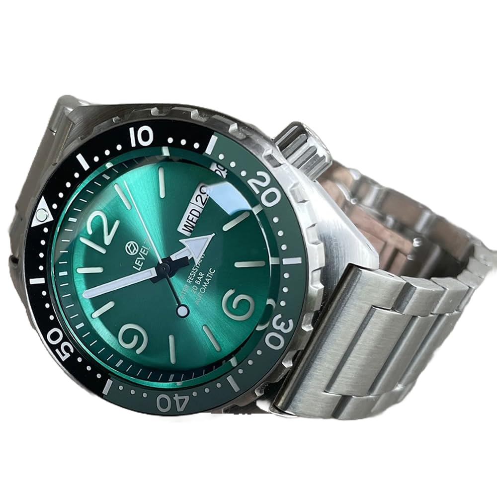 

Зроблено в Японії Годинник ручної роботи 20 ATM Водостійкий Смарагдово-блакитний сапфіровий подвійний купол NH36 2-шаровий циферблат Годинник із нержавіючої сталі 316L ARFBK LEVEL7