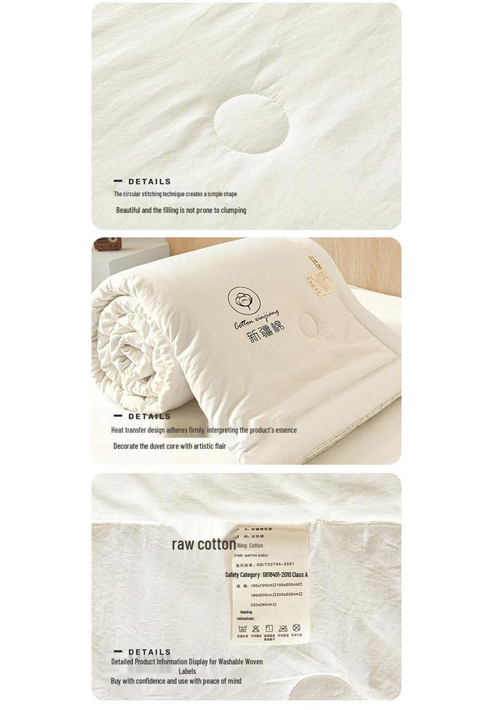 Class A Lightweight Breathable Xinjiang Cotton Quilt for Summer - Suitable for Double or Single Person, Machine Washable, Mother-Baby Grade.