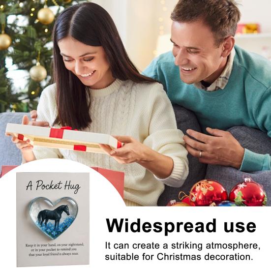 1/2/3Pcs Pocket Hug Pendant Heart Shape Horse Pattern Acrylic Christmas Hanging Ornament Home Party Festival DIY Gift