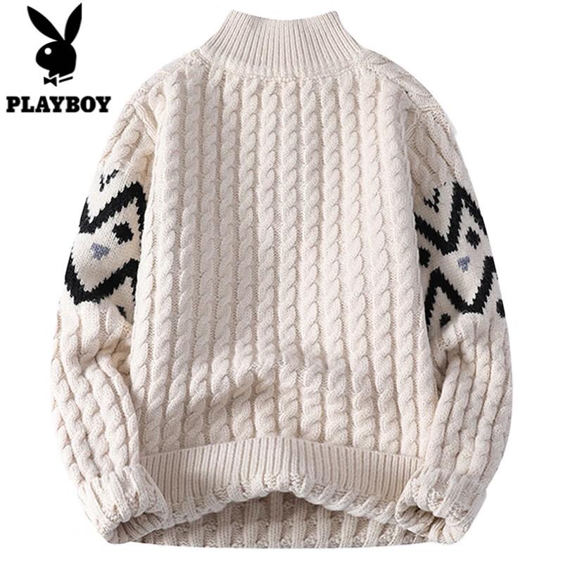 Playboy Men's Warm Half-High Collar Pullover Sweater