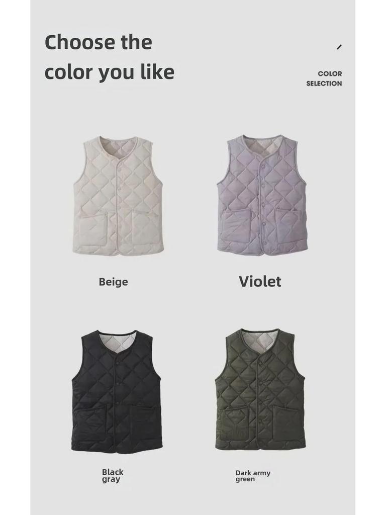 Unisexowa nadmuchiwana kamizelka z aksamitu: 100% Wełna Owcza, Lekka, Ciepła, Odzież Codzienna Jesień/Zima.