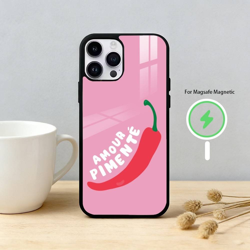 love red chili Phone Case For iPhone 17 16 15 14 13 12 Pro Max Plus for Mirror Wireless Magnetic Cover