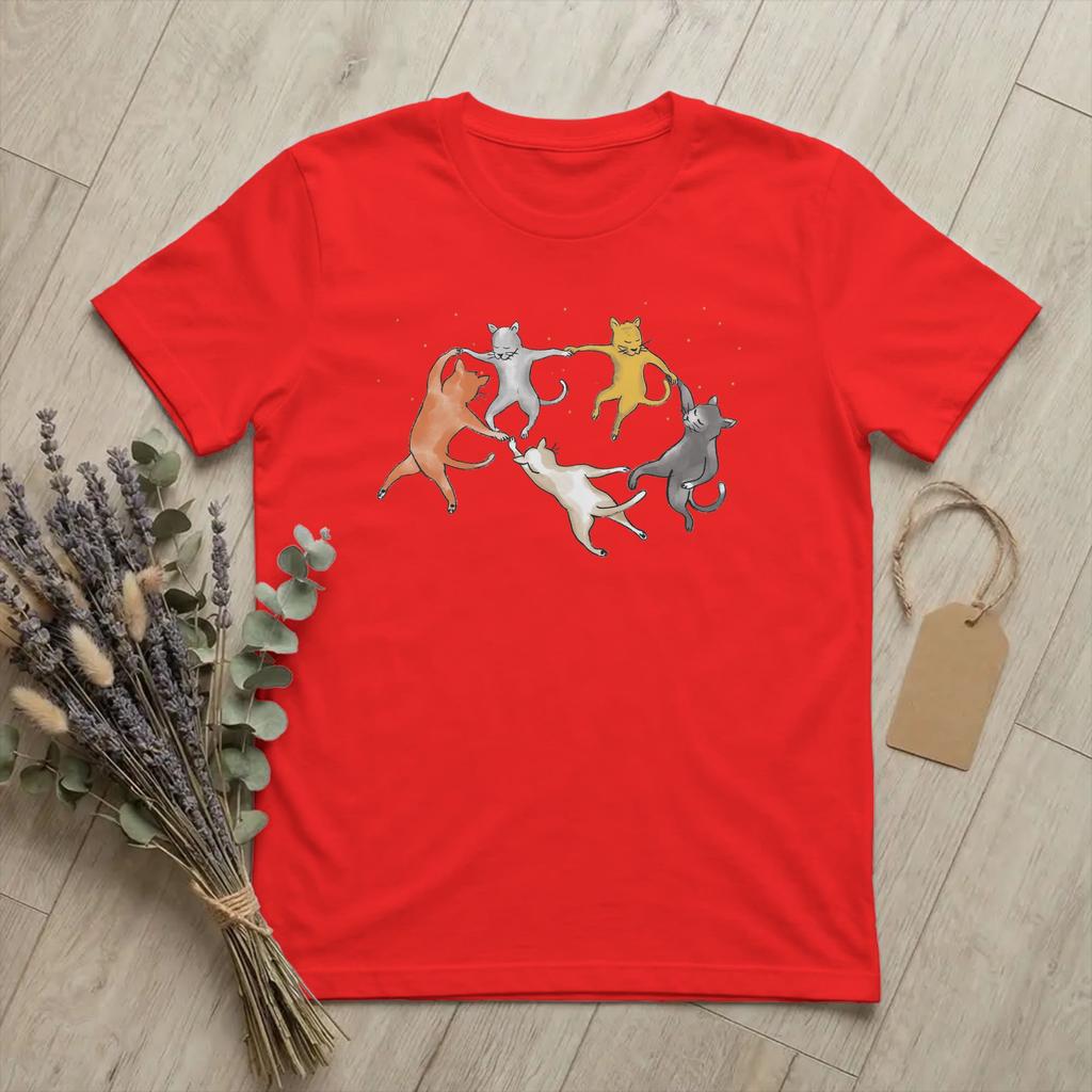 Unisexs TShirt Dancing Cats Cute Meme Funny Cotton Tee Shirt Short Sleeve Cartoon T Shirts Round Neck Clothing Summer