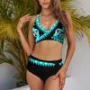 Women Sexy Bikini Set Two Pieces Swimsuit Fashion Push Up Floral Printed Split Swimsuit Bikini Suit Female Beach Halter Swimwear