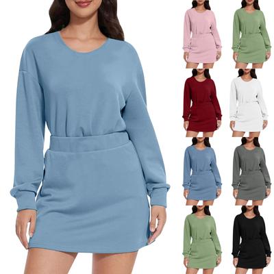 Casual Sweatshirt Sweatshirt Skirt Matching Set Casual Tennis Jogging Sweatsuit