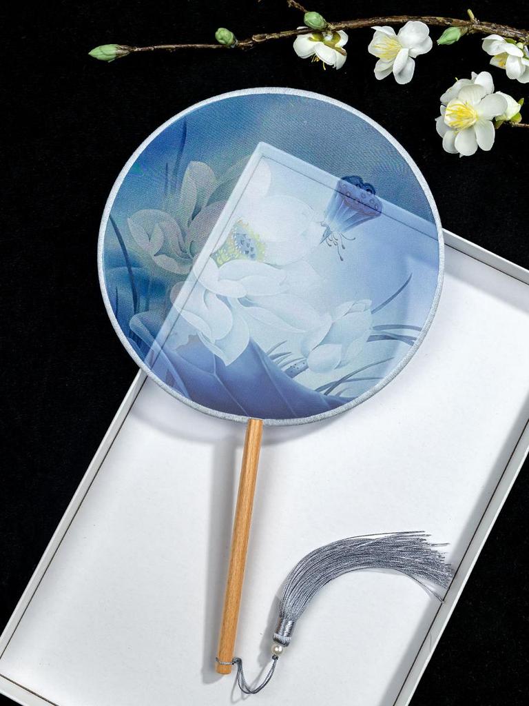 Translucent Ancient Style Round Dance Fan for Hanfu Costumes - Women's Classical Chinese Craft Fan