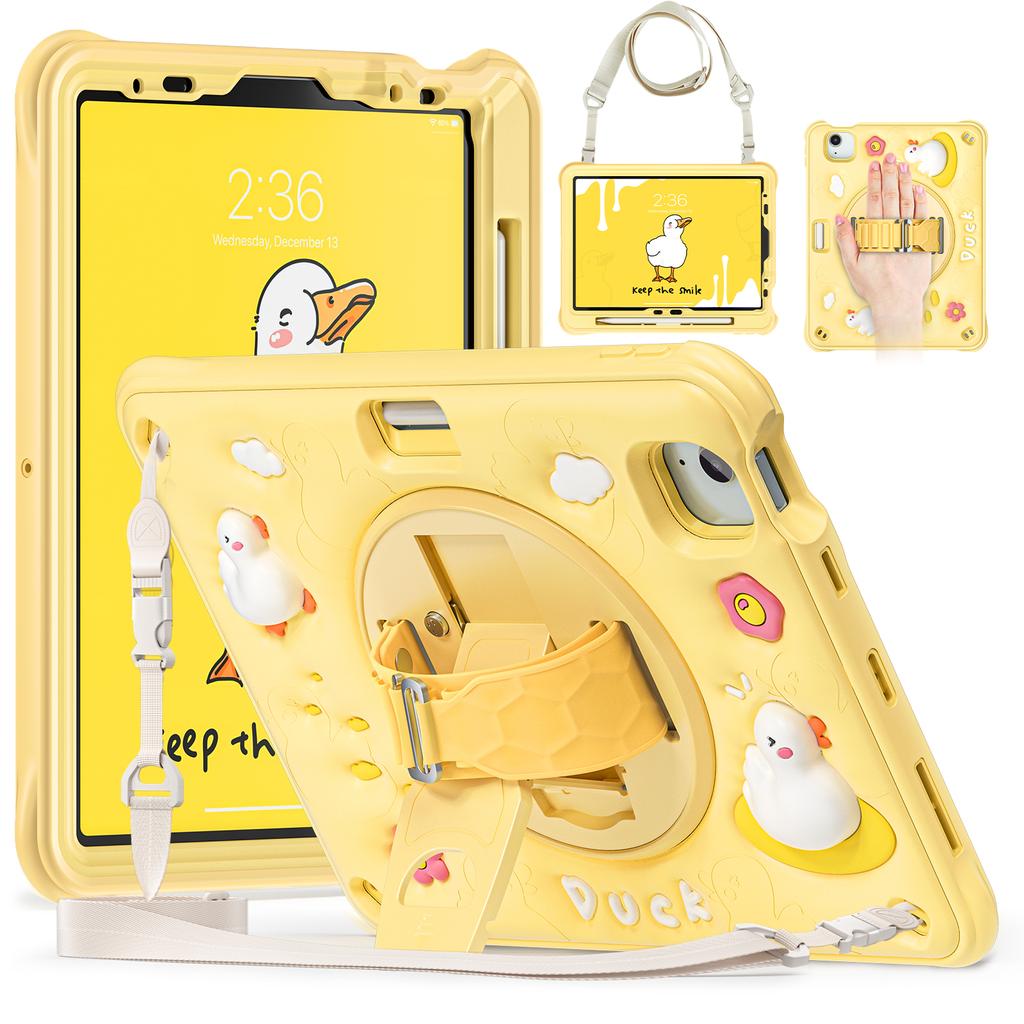 Heavy Duty Case Universal for IPad Air 11 2025 M3 2024 M2 Pro11 2018-2022 Air 4 5 10.9" Rotating Stand Kids Cartoon Hybrid Cover