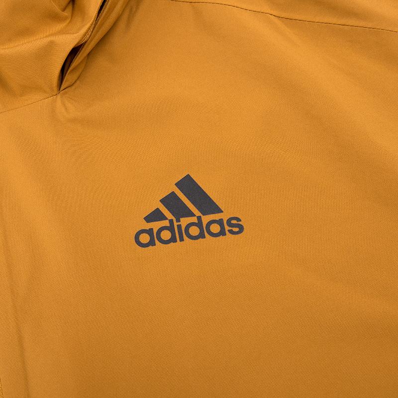 Adidas Traveer Rain-Ready Woven Hooded Jacket With Logo Stripes Men Outerwear Yellow HG6013