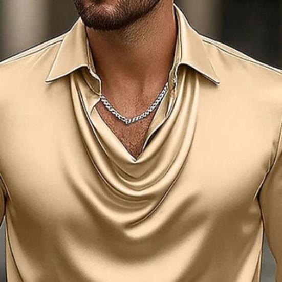 Men's Tops Long Sleeve Turn-Down Collar Soft Breathable Polyester Shirt for Beachwear Daily Office Party