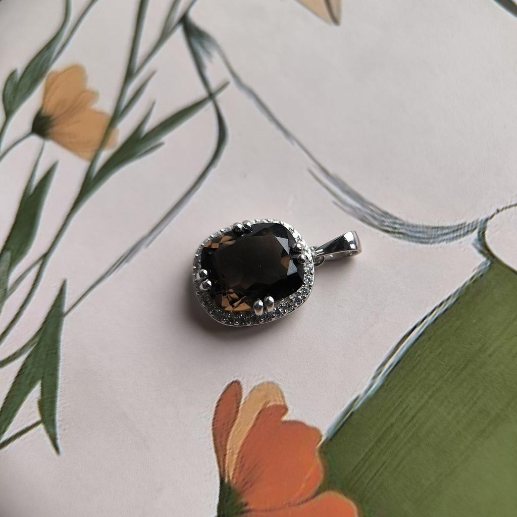 Silver Pendant with Rauchtopaz (smoky Quartz) 5.095ct, with Cubic Zirconia (2178811)