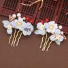 Women's Hanfu Hair Accessories: Pearl Flower Hairpins & Combs in Ancient Style