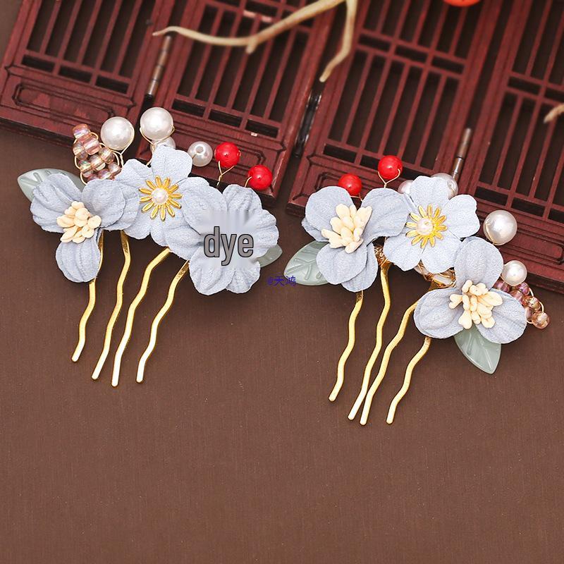 Women's Hanfu Hair Accessories: Pearl Flower Hairpins & Combs in Ancient Style