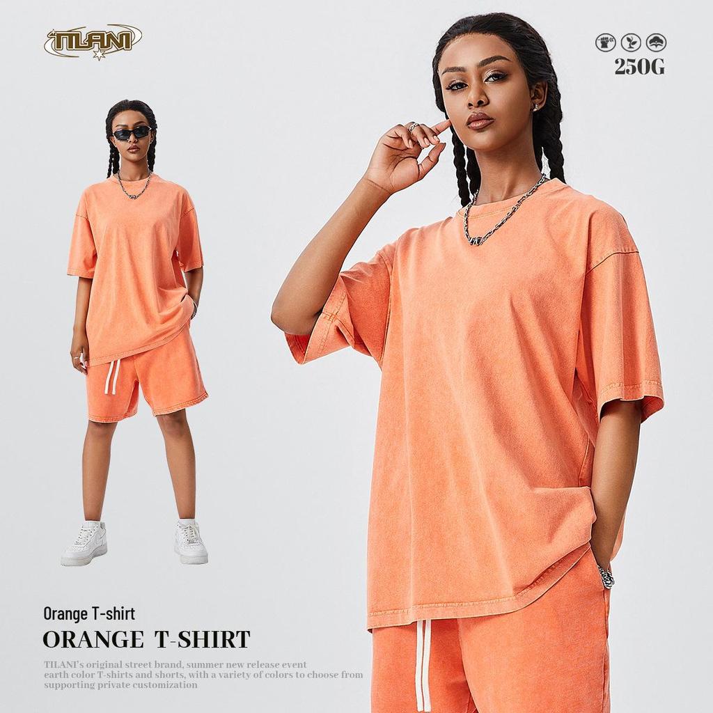 TILANI Men's Retro Washed Cotton Short-Sleeve T-Shirt