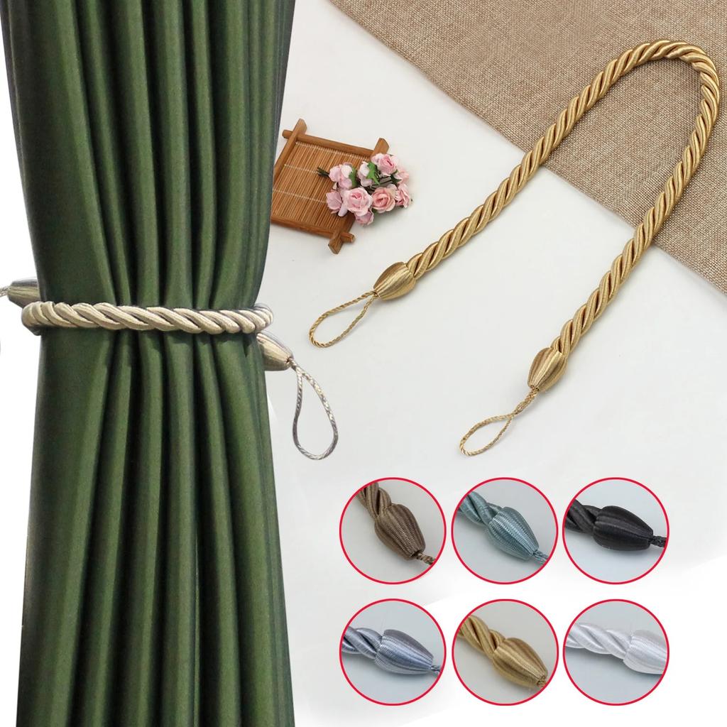 1set Handmade Weave Curtain Tieback Curtain Holder Clip Buckle Rope Home Decorative Room Accessories Curtain Tie Backs