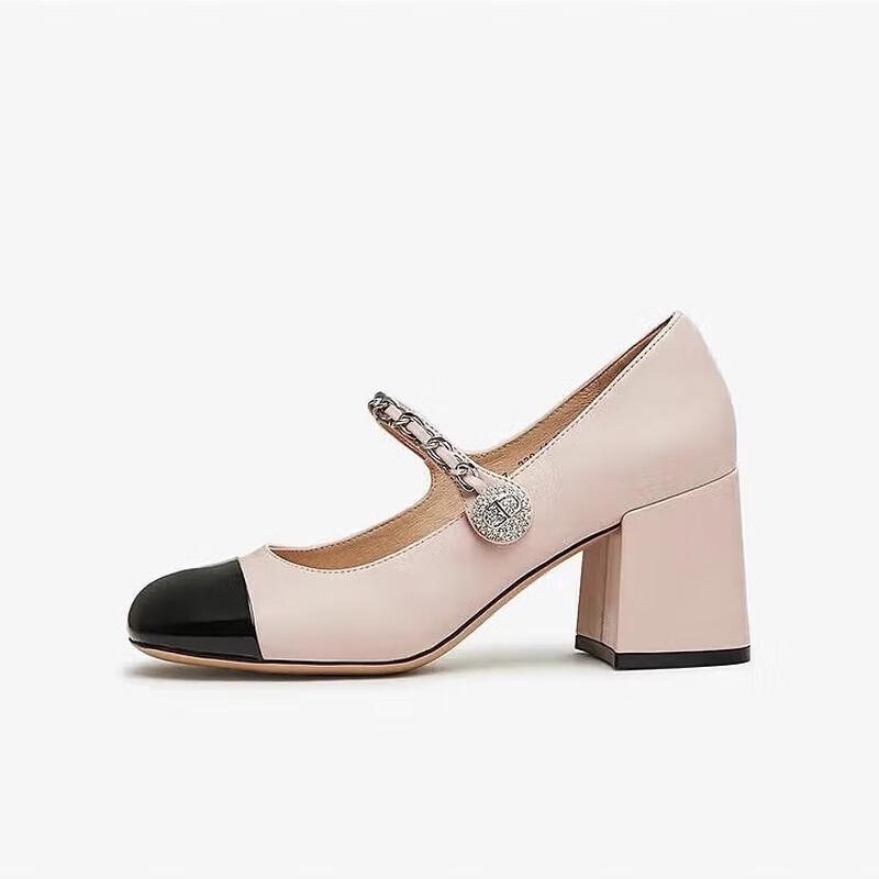 TATA Women s Fashion Color Block Platform Mary Jane Shoes 37