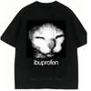Ibuprofen Cat Graphic T-shirts for Men Women Summer Casual Fashion Funny High Street Vintage Y2K Crew Neck Short Sleeve Tees