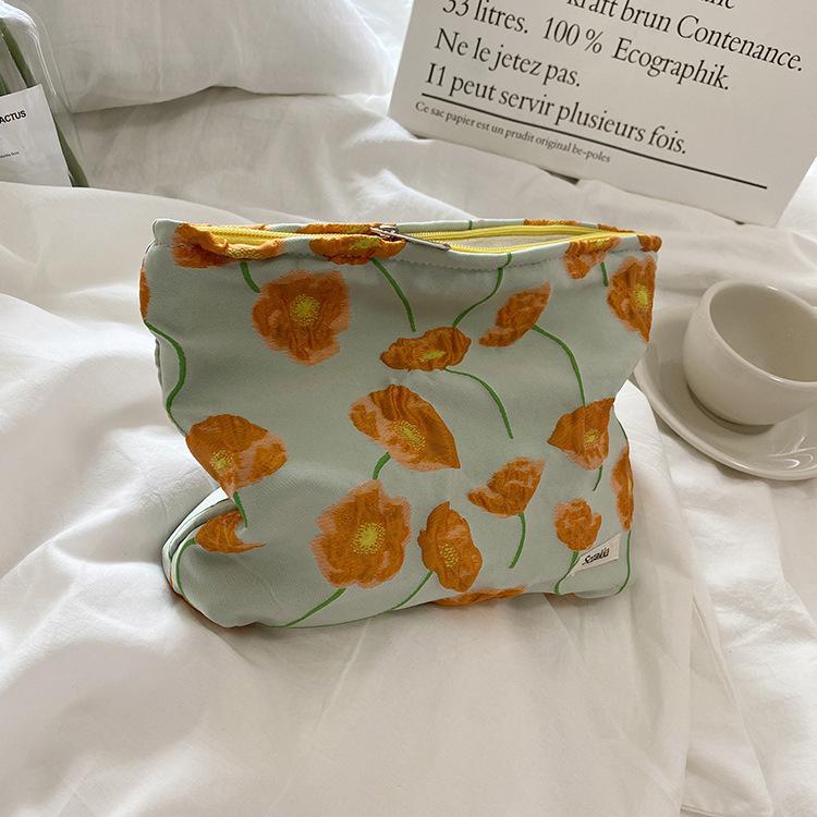 

1PC French Elegant Flower Pattern Cosmetic Bag Skin Care Product Change Portable Storage Bag Portable Wash Storage Bag