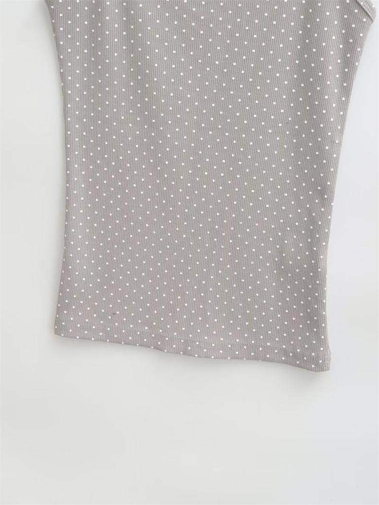 Stylish Elastic Polka Dot Slim-fit Sleeveless Camisole