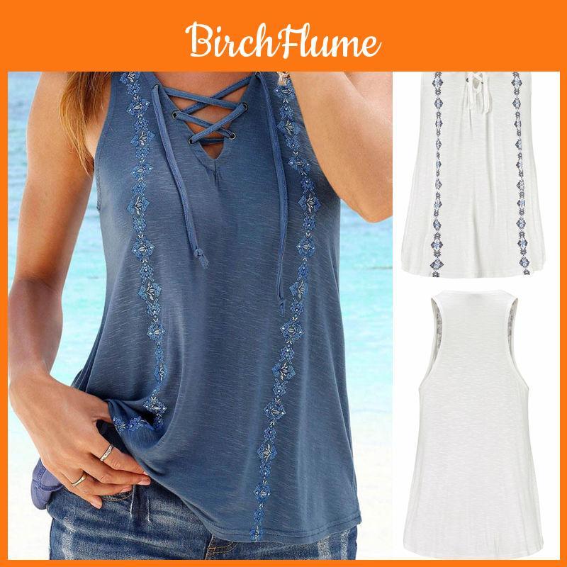Elegant Women Blouse T-shirt With Summer Print And V-neck Sleeveless Straps Vest