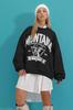 Women's Sweatshirt New Season Fashion Black Hooded Letter Printed College Sweatshirt with Fleece Inside