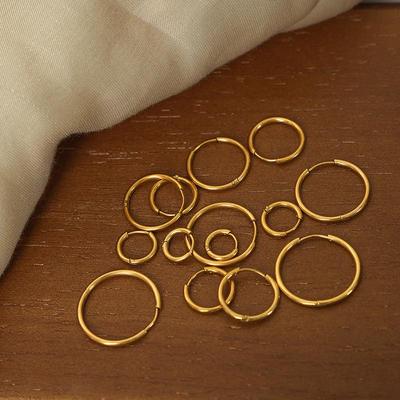 Stylish Geometric Gold-Plated Titanium Hoop Earrings