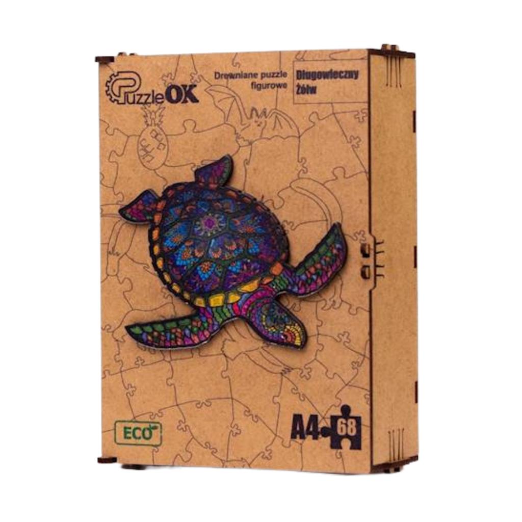 Puzzle Drewniane Układanka Długowieczny Żółw Zestaw Puzzli A4 Ozdoba Pua4-01739