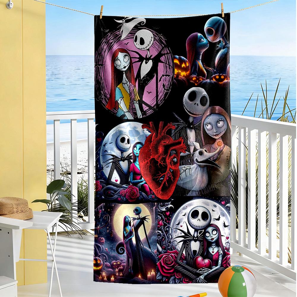 Christmas Nightmare Beach Towel Quick-Dry Soft Microfiber Comfortable Lightweight Perfect for Traveling Yoga Camping and Swimming
