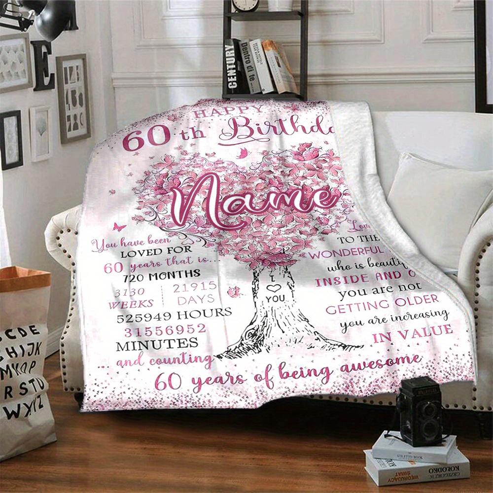 Happy 60Th Birthday Home Blankets Soft Cozy Lightweight Allseason Multipurpose Blanket For Picnic Sofa Office Bed Living Room Suitable As Gift For