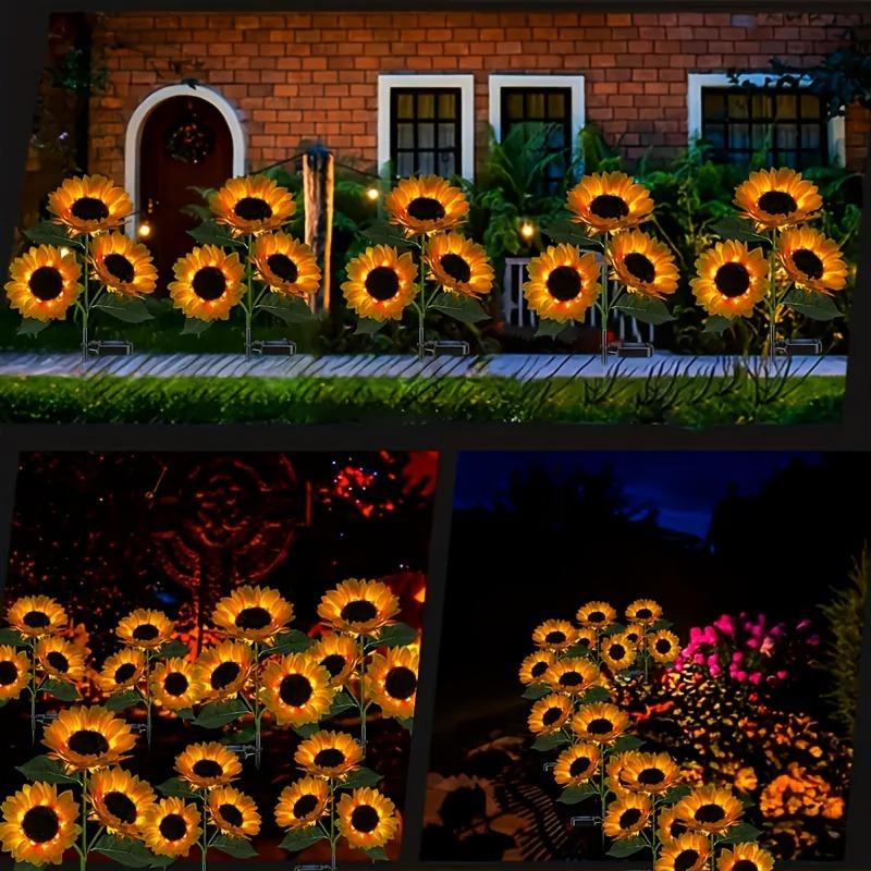 1PACK Solar LED Sunflower Garden Lights, Realistic Night Glow Energy Saving Outdoor Lighting for Garden, Lawn, Home, Terrace and Porch Decorations