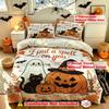Halloween Rzucam na Ciebie urok Duch Wiedźma 3-częściowy komplet poszewek na kołdrę Czarny Kot Dynia Czarodziejski Wystrój Pościeli