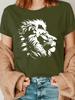 Summer Women's Casual Short Sleeve T-Shirt Vibrant Lion Geometric Print Fashion Casual Tops Tees Y2k Versatile Women's Clothes