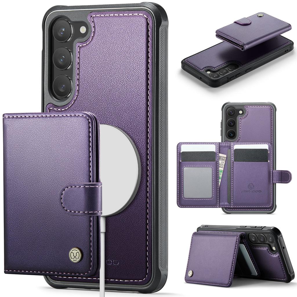 For Samsung Galaxy S23+ Case JEEHOOD J09 RFID Blocking Card Holder Leather Back Phone Cover Magnetic Case